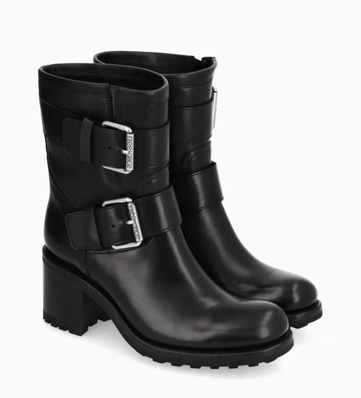 FREE LANCE Paris Boot biker à double boucle - Biker 70 - Cuir lisse -* Boots - Bottines | Boots - Bottines