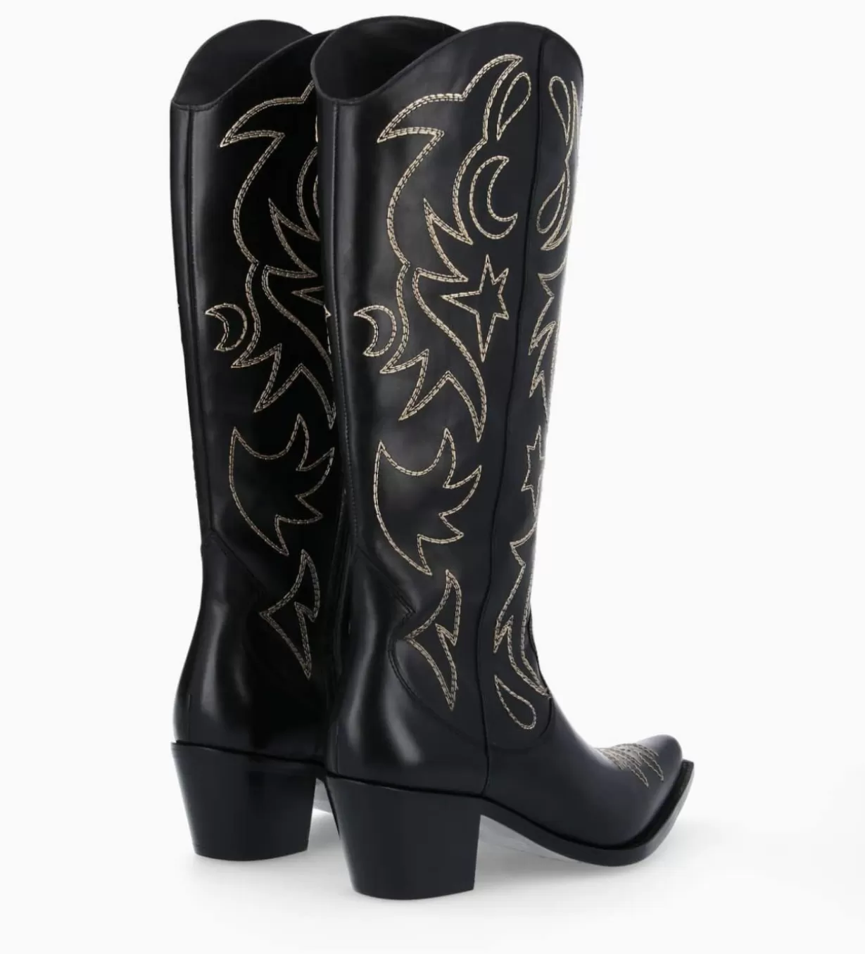 FREE LANCE Paris Botte western brodée à talon - Ruby 50 - Cuir de veau lisse brillant -* Bottes | Bottes