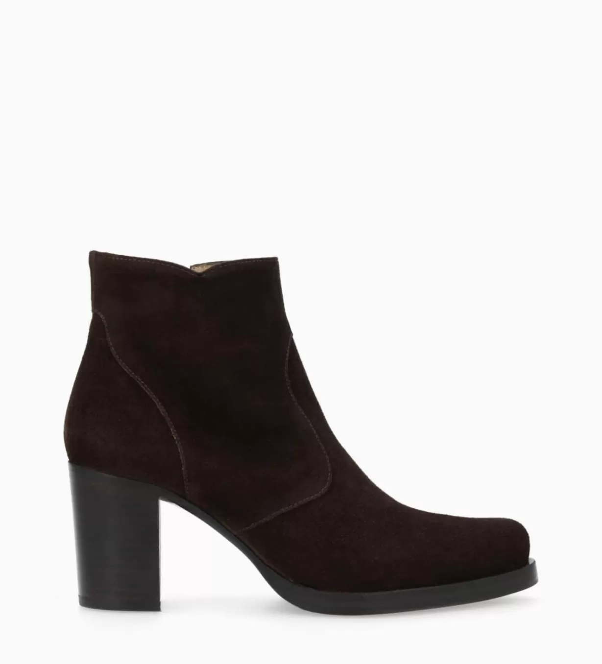 FREE LANCE Paris Bottine à talon à zip - Paddy 70 - Cuir velours - Marron foncé* Boots - Bottines | Boots - Bottines