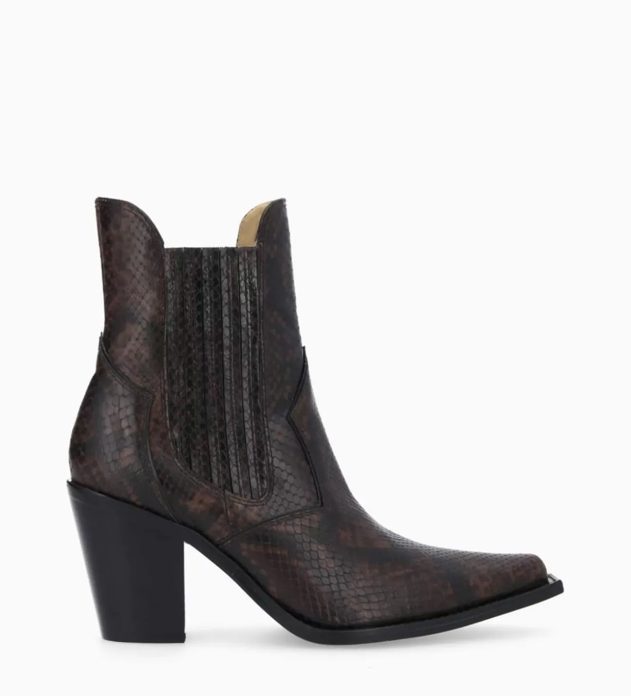 FREE LANCE Paris Bottine chelsea à talon - Sandy 80 - Cuir imprimé serpent -* Boots - Bottines | Boots - Bottines