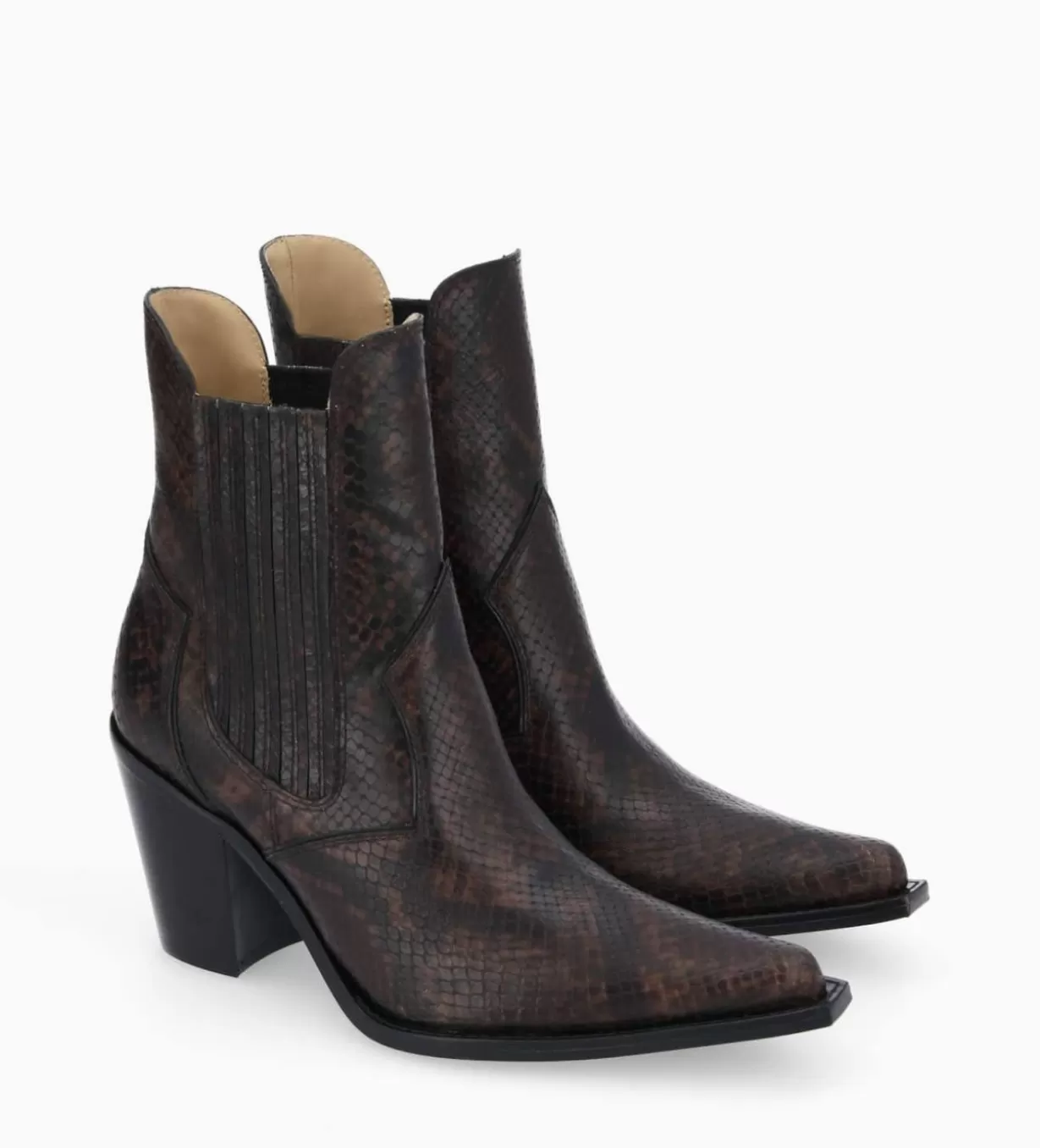 FREE LANCE Paris Bottine chelsea à talon - Sandy 80 - Cuir imprimé serpent -* Boots - Bottines | Boots - Bottines