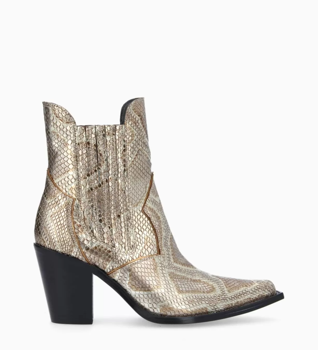 FREE LANCE Paris Bottine chelsea à talon - Sandy 80 - Cuir imprimé serpent -* Boots - Bottines | Boots - Bottines