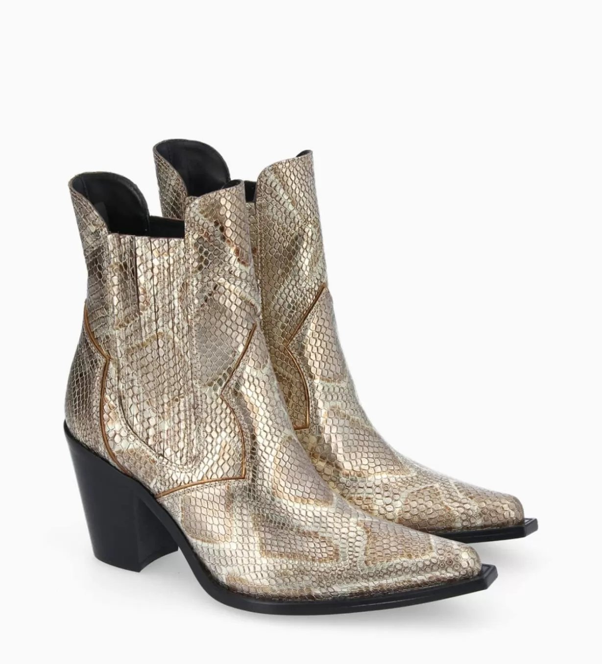 FREE LANCE Paris Bottine chelsea à talon - Sandy 80 - Cuir imprimé serpent -* Boots - Bottines | Boots - Bottines