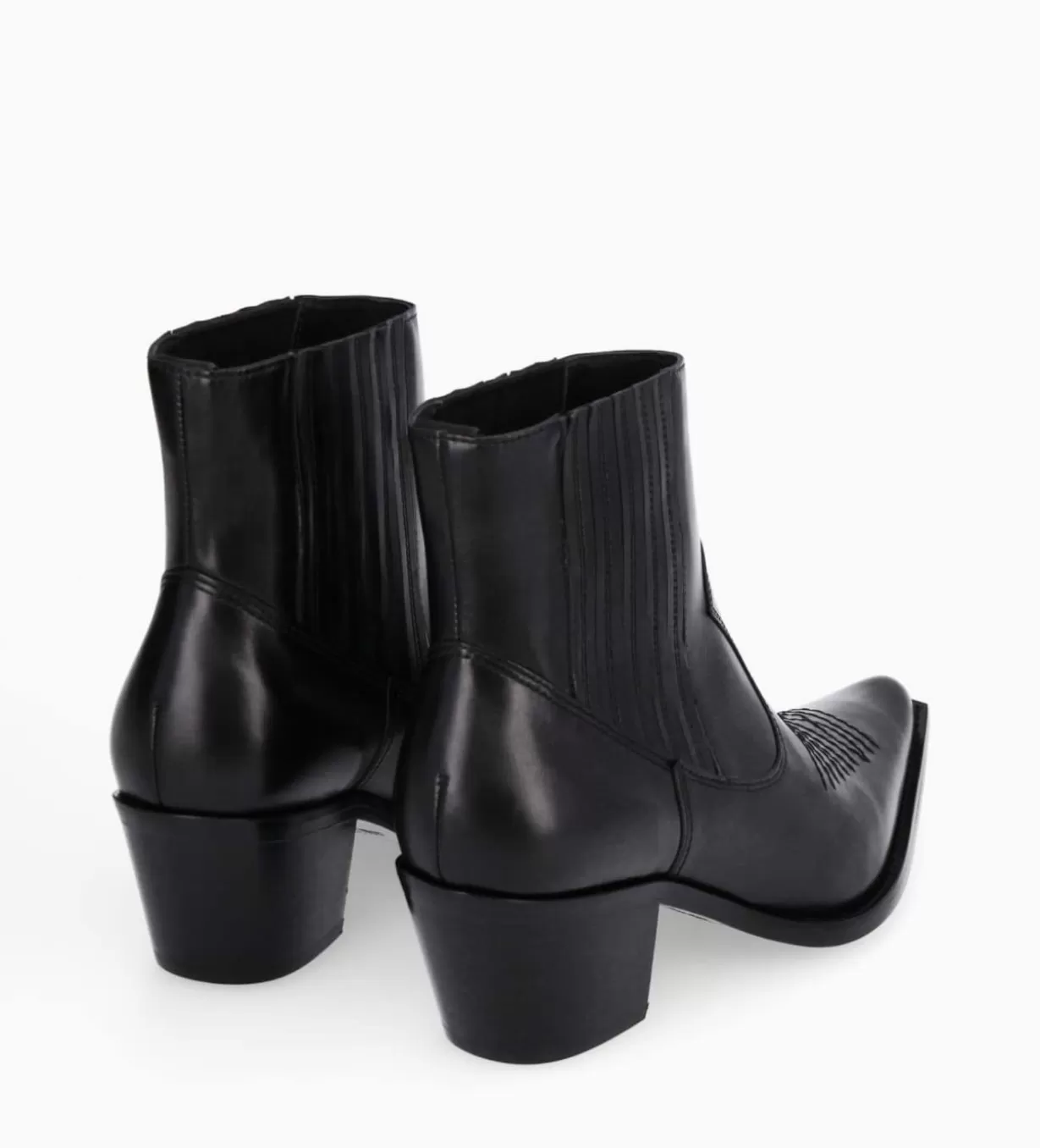FREE LANCE Paris Bottine western chelsea brodée à talon - Simone 50 - Cuir de veau lisse brillant -* Boots - Bottines | Boots - Bottines